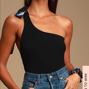 Alicialynn Black One-Shoulder Bodysuit